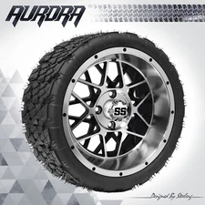 GOLF CART 14" 'VENOM' WHEELS/RIMS and 20" 'AURORA' ALL-TERRAIN TIRES DOT RATED