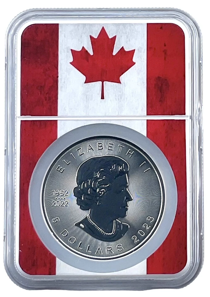 2023 Canada 1oz Silver Maple Leaf NGC MS70 - Flag Picture Core - Image 2 of 2