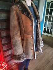 Italian Luciano Leather Real Sheepskin Shearling Fur Jacket Coat Medium