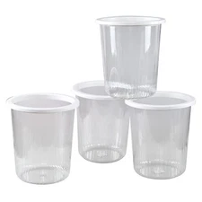 Idotry 4Pcs Clear Trash Can Plastic Wastebasket 2.6 Gal Round Garbage Container