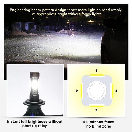 4x 4-sides H7 H7 LED Headlight High Low Beam For BMW 320i xDrive 320i 2013-2018 - Picture 6 of 12