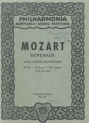 Vintage Mozart Serenade String Quartet KV 525 Pocket Mini Score Philharmonia