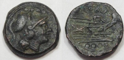 Roman Republic Anonymous AE Triens Minerva Sears 911 Ca. 211-06 BC Rev PROW. #31