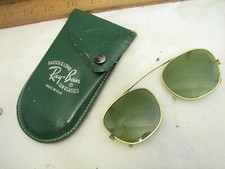 Vintage Ray-Ban Clip-On Sunglasses Gray-Green Smoke Shades w/Case Bausch Lomb
