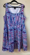 Torrid Pink Blue Black and Green Geometric Sundress - Size 1