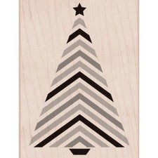 Chevron Stripe Christmas Tree Wood Mounted Rubber Stamp Hero Arts NEW holiday