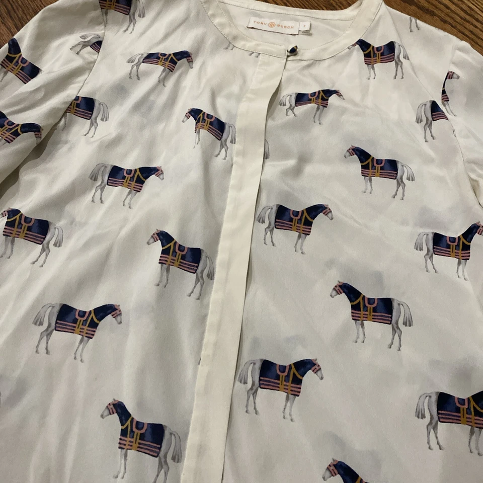 Tory Burch Pony Print Blouse Fall 2014 Size 2 Rare - Image 2 of 4