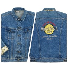Vintage 90s Concepts Trucker Jean Jacket Mens 40 Hard Rock Cafe London NY Dal