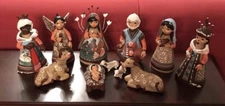 Tonala Folk Art Hand Painted Lrg Pcs. 7 Inch Tall- 12 Pc Nativity Set