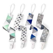 PandaEar Baby Pacifier Clips Solid Color, 4 Pack Universal Holder Leash for ...