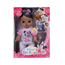 DISNEY DARLINGS Deluxe Interactive 13" MINNIE MOUSE BABY DOLL Brown Hair & Eyes