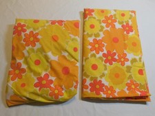 VTG WAMSUTTA SUPERLIN SHEET SET FULL FITTED FLAT GROOVY FLORAL MOD FLOWER POWER
