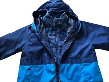 Eddie Bauer Kids BoyHooded 3-in-1 Jacket Blue Camo Fleece Sz Large 14/16