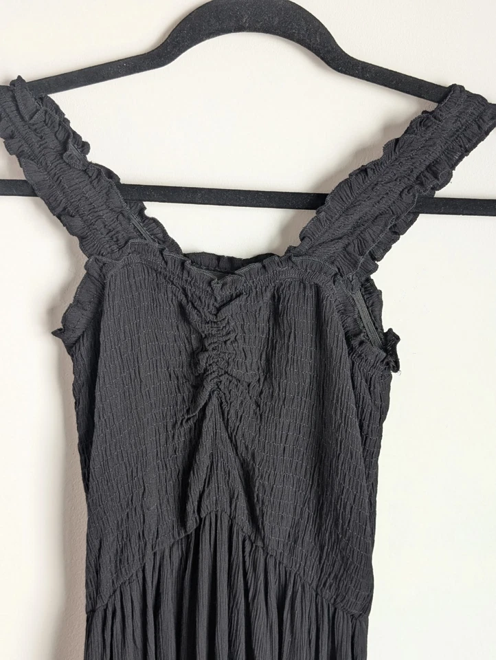 Vestido para mujer Salty Lemon pequeño negro elástico sin mangas talla mediana coqueta boho Foto 3 de 4
