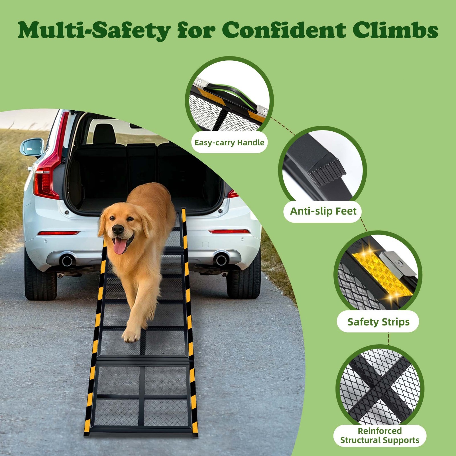 iPetba Dog Ramp for Car & Truck & SUV & Stairs - Joint-Friendly, Anti-Slip