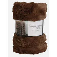 Bubble Faux Fur Throw, 60" x 70" Machine Washable Polyester Throw