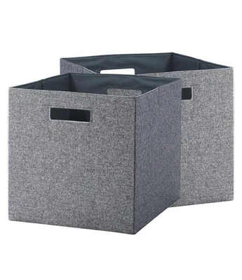 BETTER HOMES & GARDENS Better Homes Gardens Gray Fabric Cube Storage Bins 12.75" x 12.75", 2-Pack
