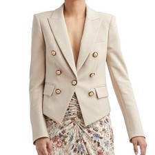 Veronica Beard NWT Diego Dickey Jacket Heathered Sand Size 14 Padded Shoulder