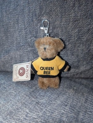 Boyds Bears Mini Message Bear 4'' Plush Keychain ''Queen Bee'' Rare NWT NOS
