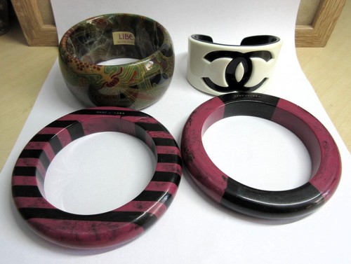 Superb Job Lot of vintage DESIGNER BANGLES x4, Chanel, Liberty, Marc Jacobs