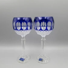Godinger Crystal Edinburgh Cobalt Hock Wine Glasses - Set of Two