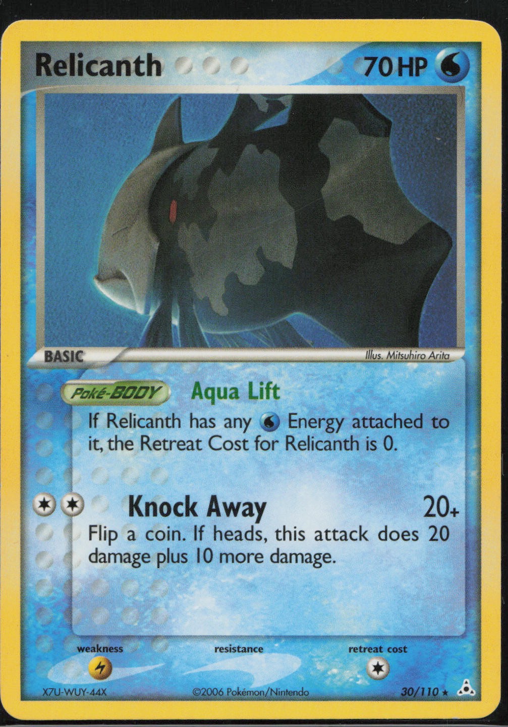 Relicanth 30/110 Rare Holon Phantoms Pokemon Lightly Played