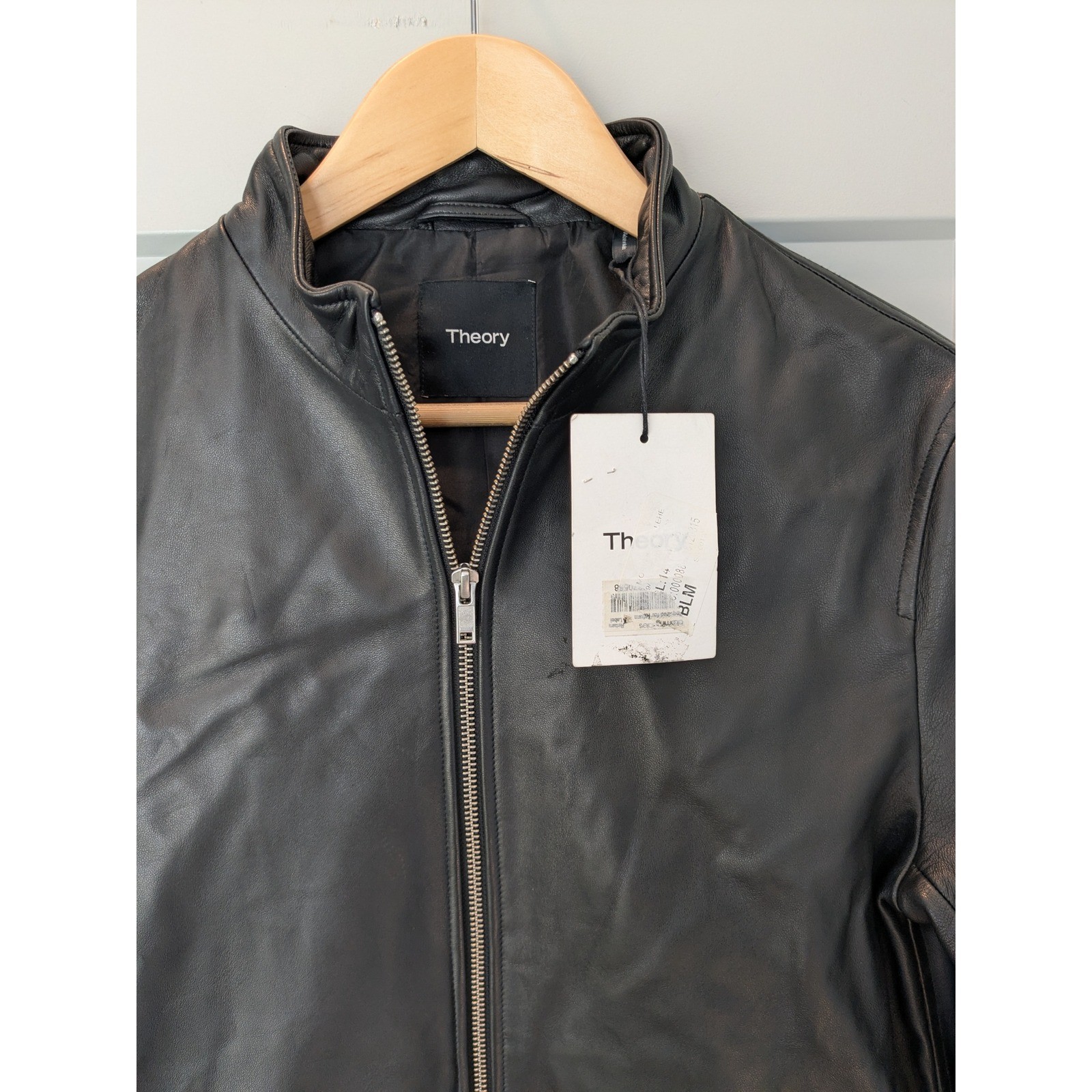 NWT Theory Morvek Kelleher Black Lamb Leather Racer Jacket Mens Size S image 6