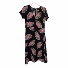 Ann Taylor Black and Pink Fan Print  Dress 8