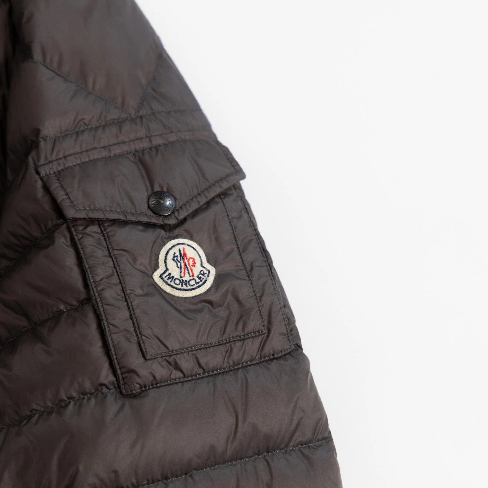 Moncler Benjamin Giubbotto Mens Brown Gray Down Puffer Jacket Hooded Quilted image 9