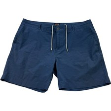 Faherty Blue Drawstring All Day Shorts Cotton Spandex Zipper Pocket Men's 38x7