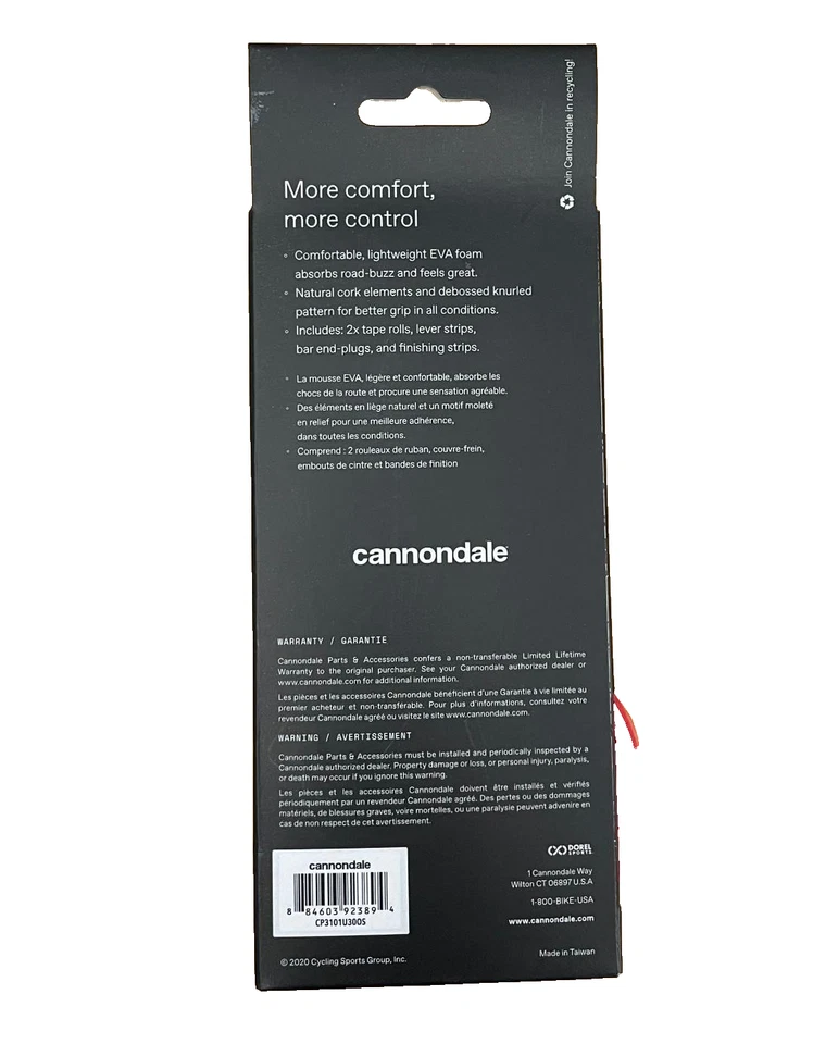 Cinta de manillar de bicicleta Cannondale Red Knurl Cork Foto 2 de 2