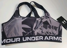 Under Armour Sports Bra Women's Black Gray Compression Crisscross XL NWT