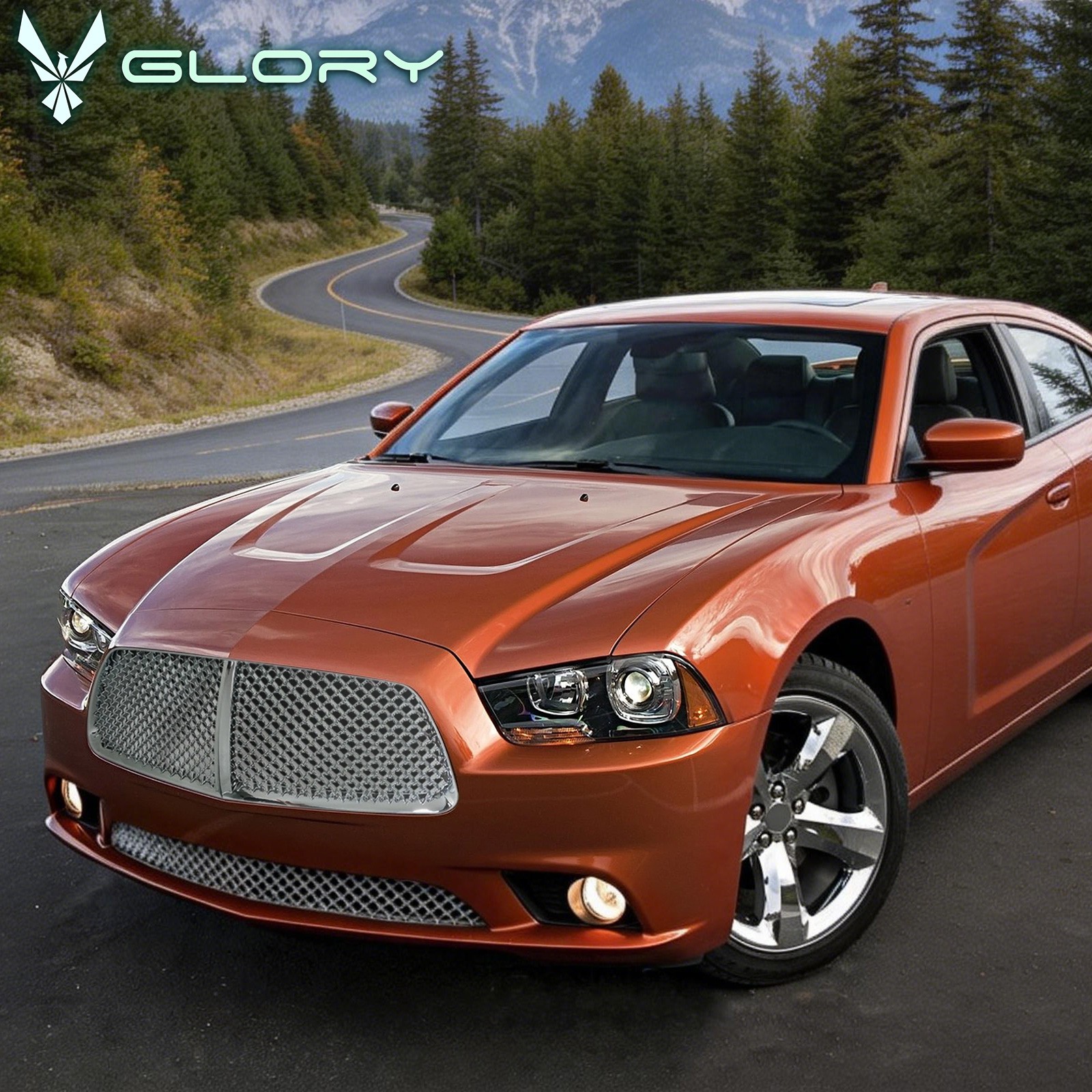 Fits 11-13 Dodge Charger Bentley Mesh Style Front Bumper Lower Grille Chrome ABS