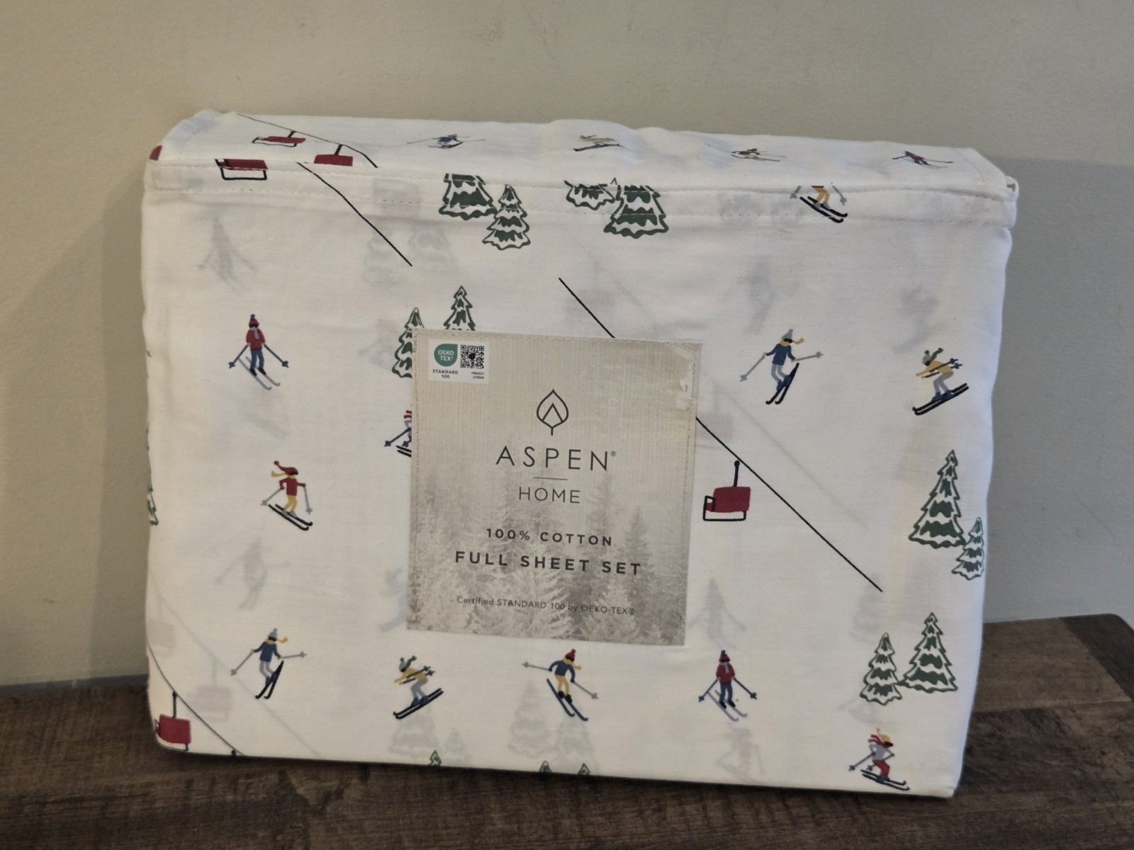 Aspen Home Full 4 Piece Sheet Set Winter Theme Skiing