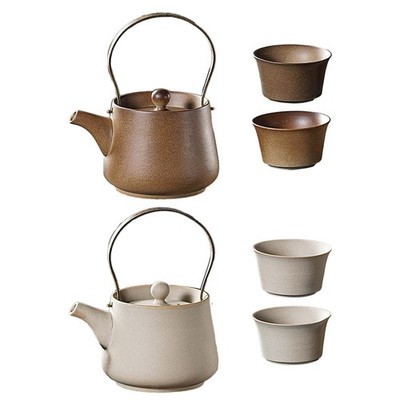 Keramik Teekanne mit Deckel Teekessel Teekocher mit Teeei mit 2 Tassen für Tee