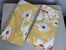 Pottery Barn SLOANE SET OF TWO IKAT Pillow Cover EURO Yellow Red Square 26"