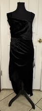 Lulus Showing Off A Little Black Velvet Asymmetrical Tulip Midi Dress - Size L