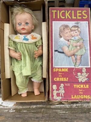 1963 TICKLES Doll 21'' Battery Op In Box  giggles spanking