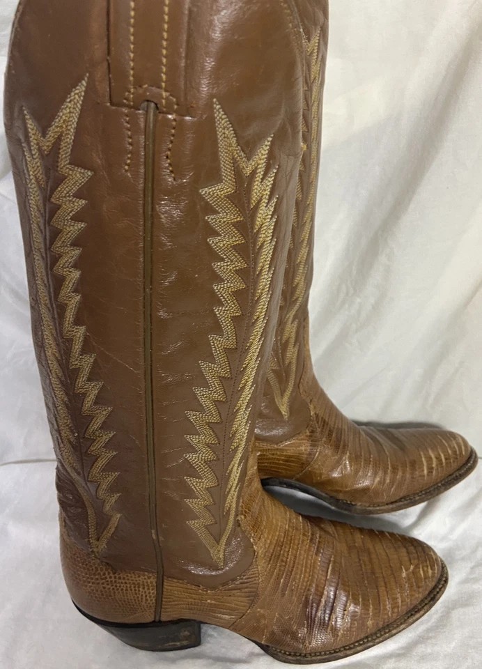 BOTAS VAQUERAS VINTAGE PANHANDLE DELGADAS PARA MUJER EXÓTICAS PIEL DE LAGARTO Y CUERO 5 B Foto 2 de 4