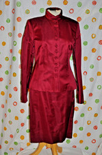 CARLISLE 2 piece 4 RUBY RED SILK JACKET SKIRT SUIT -- STUNNING NWT 750