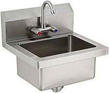 Stainless Steel Hand Wash Sink Wall Mount or Drop-in Handwashing Basin Faucet