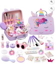 Rirool Kids Makeup Kit for Girls, Real Washable Makeup Toys with Cosmetic Case