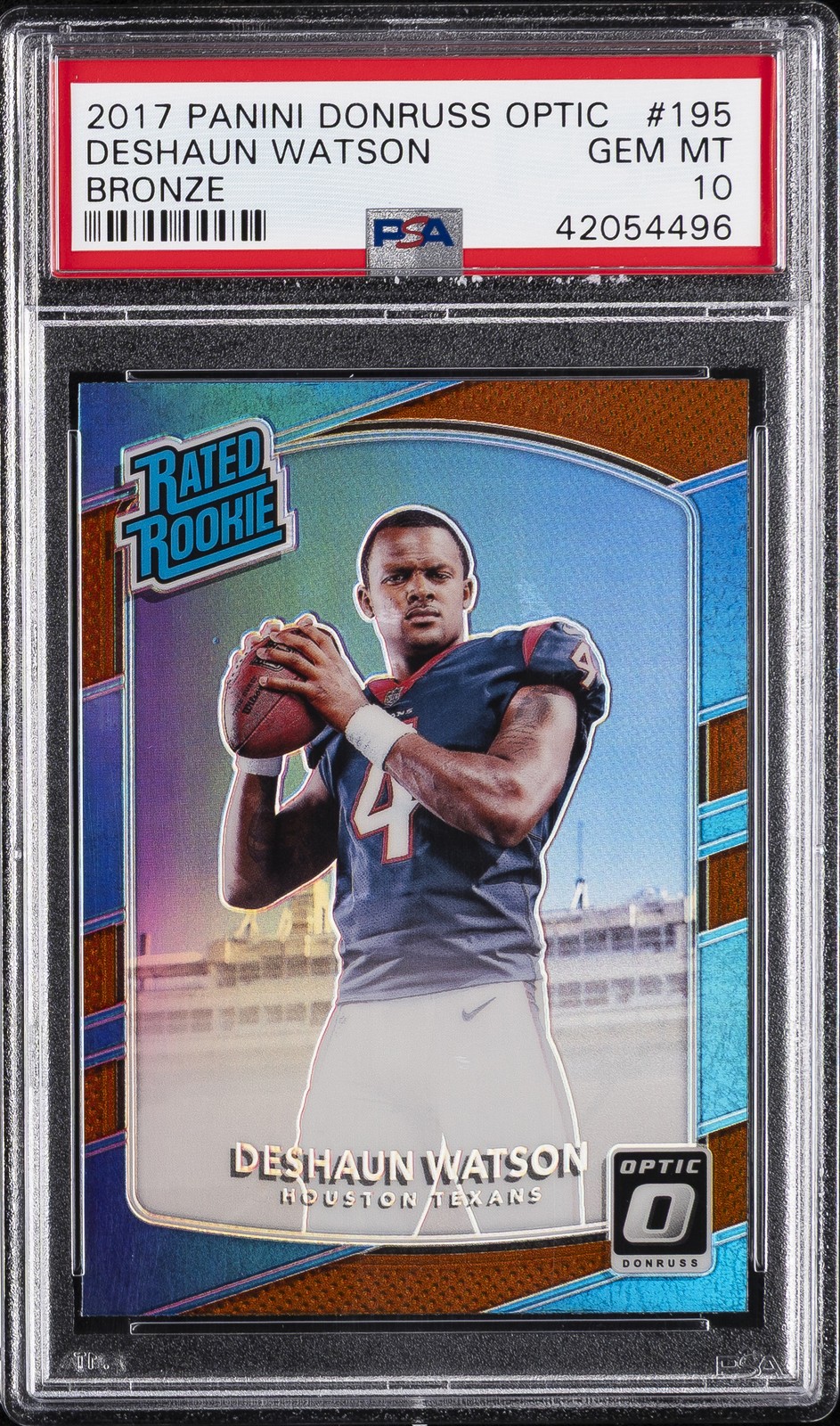 2017 PANINI DONRUSS OPTIC BRONZE #195 DESHAUN WATSON ROOKIE RC PSA 10