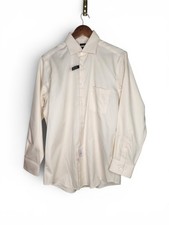 Pronto Uomo Non-Iron 2 Ply Cotton Dress Shirt in Ivory Size 15 1/2 32/33