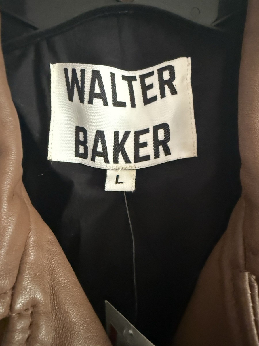 Walter Baker Allison 100% Lamb Leather Moto Jacket Brown Lined