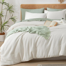 Cream Waffle Weave King Comforter Set - Ultra Soft Lightweight Bedding