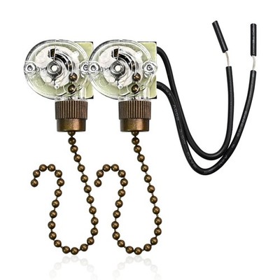 Zing Ear ZE-109 Fan Chain Pull Switch - 2PCS On-Off Speed Ceiling transparent 