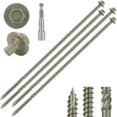 Hex Head Heavy Duty Wood Screws #14 X 10, Structural Lag Screws for Log, Timber,