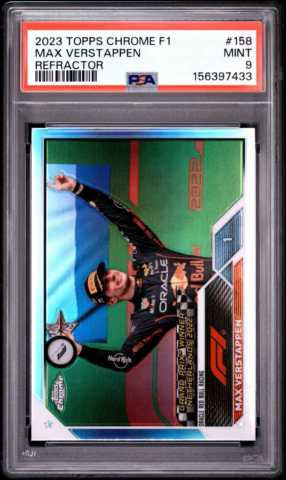2023 TOPPS CHROME FORMULA 1 | REFRACTOR MAX VERSTAPPEN 158 PSA 9