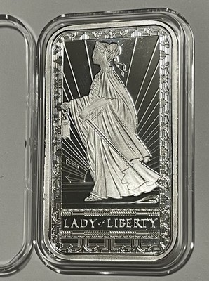 Lady of Liberty PAMP Rare Collector Bar 1 Troy Oz .999 Fine Silver